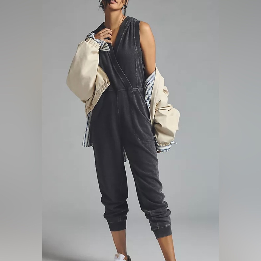 Anthropologie Daily Practice Sleeveless Hooded Jumpsuit Size Small